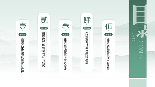 绿色中国传统风非遗文化的传承与推广PPT模板