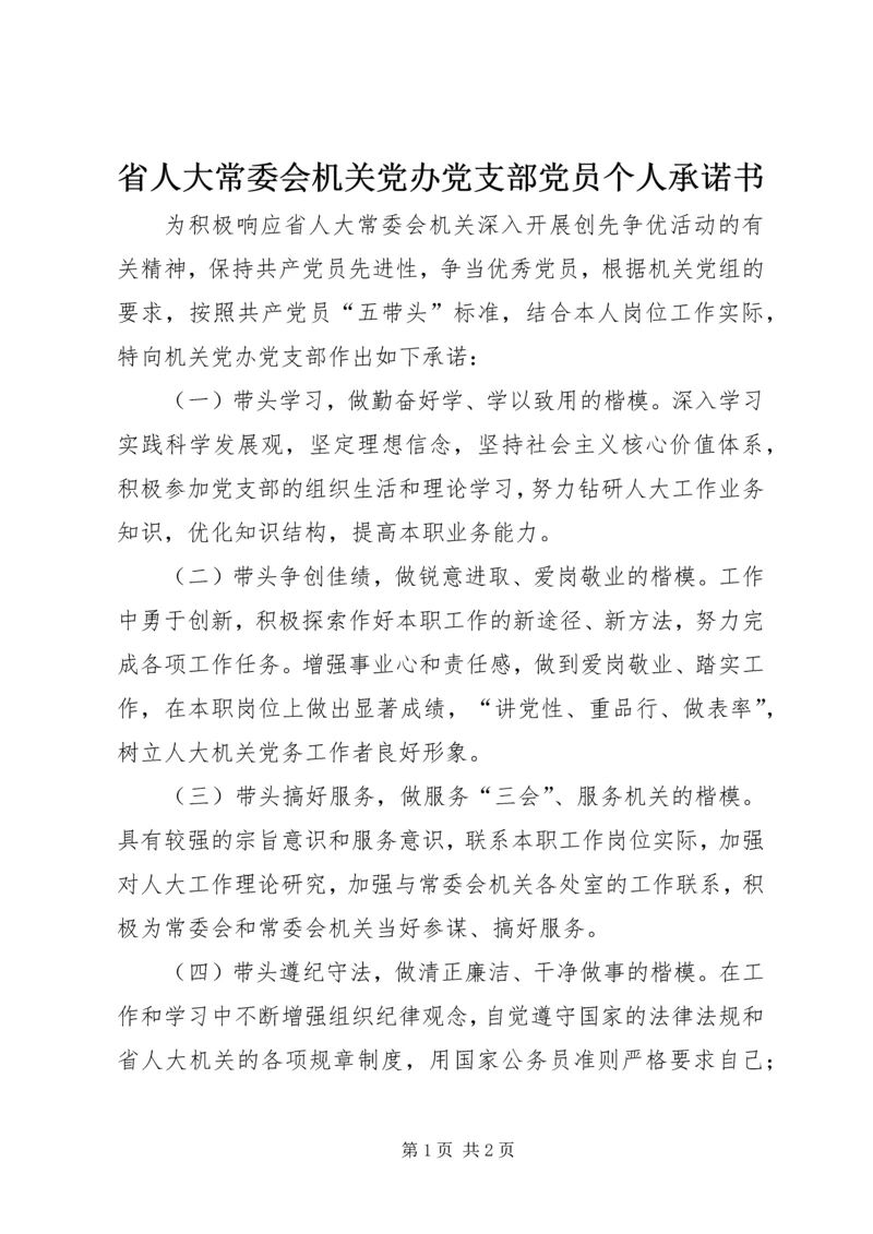 省人大常委会机关党办党支部党员个人承诺书精编.docx