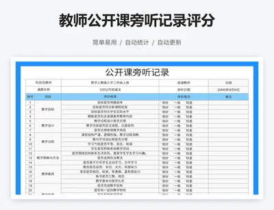 教师公开课旁听记录评分