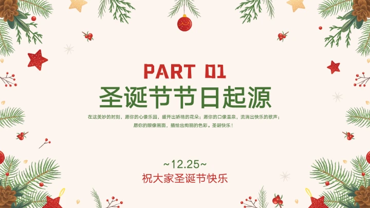 圣诞节节日介绍PPT