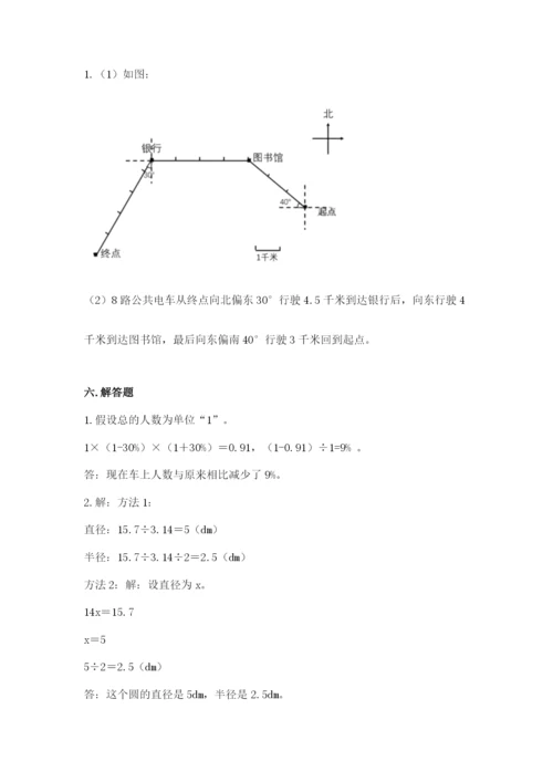 人教版六年级上册数学期末测试卷带答案（模拟题）.docx