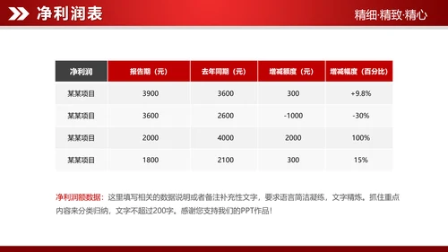 红色大气2019财务数据分析报告PPT