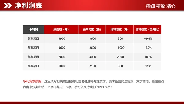红色大气2019财务数据分析报告PPT