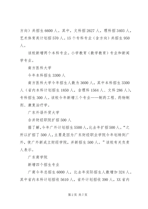 广东高校XX年招生计划出炉：清华大学骤减四成.docx