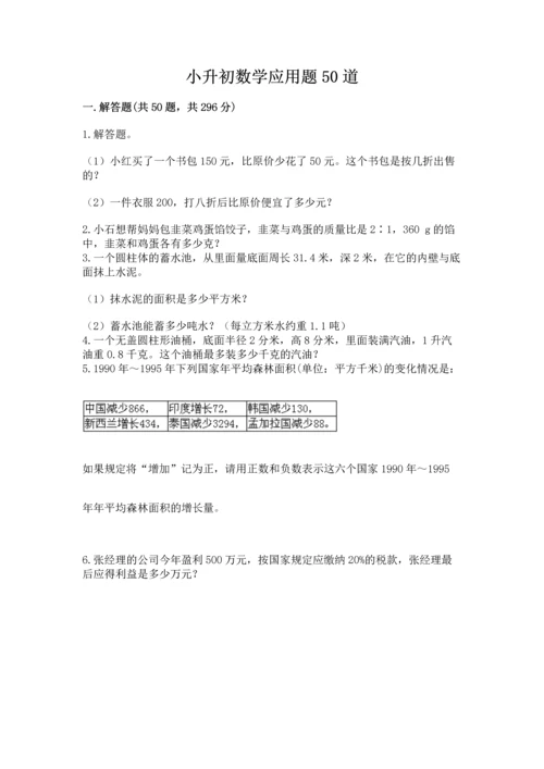 小升初数学应用题50道附完整答案（全国通用）.docx