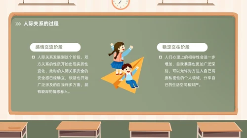 插画风黑板风校园人际关系边界感主题班会PPT