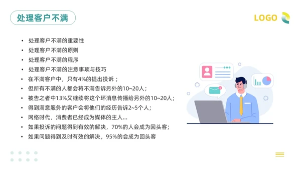 绿色插画客服服务意识培训PPT模板宣传PPT动态PPT