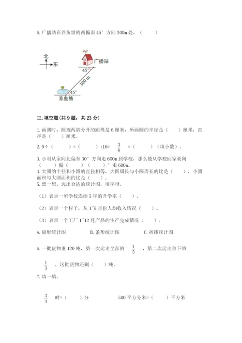 小学数学六年级上册期末考试试卷含答案下载.docx