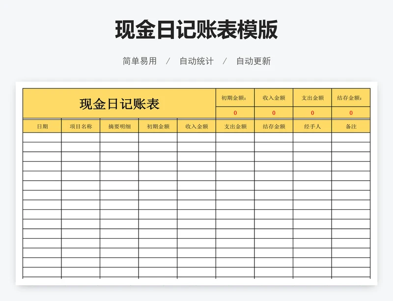 现金日记账表模版