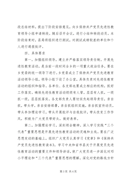 某乡开展党员先进教育活动动员阶段安排意见.docx