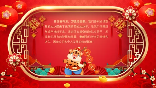 喜庆2022中国风虎年新年拜年电子贺卡PPT
