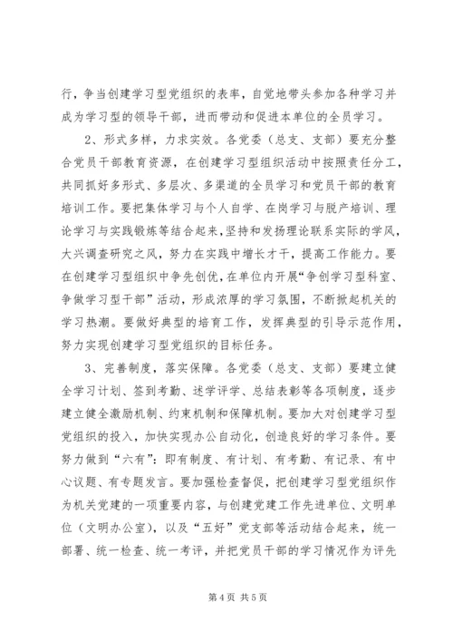 市直机关工委开展创建学习型党组织实施意见.docx