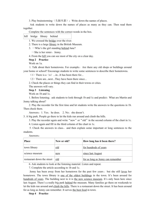 UNIT 10 Period 3 （Section B 1a-1d）教学详案