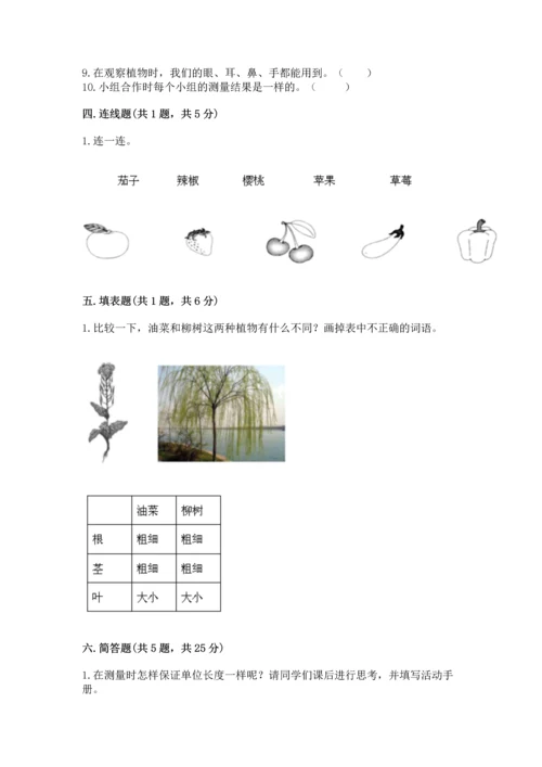 教科版一年级上册科学期末测试卷含答案（新）.docx