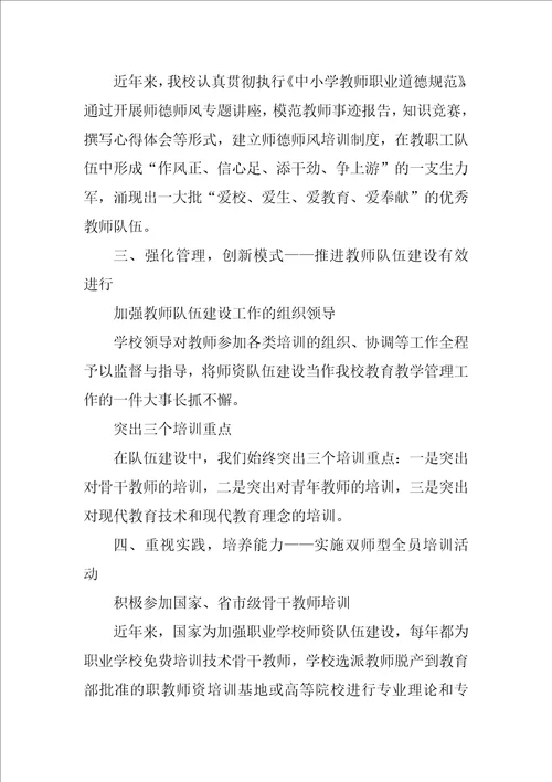 师资队伍建设报告