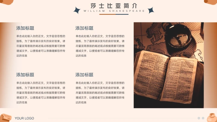 大气莎士比亚人物介绍宣传PPT