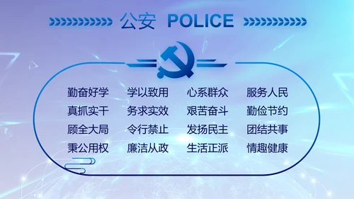 蓝色公安警察年终工作总结汇报PPT