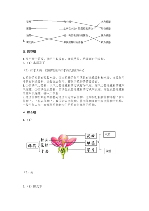 科学四年级下册第一单元《植物的生长变化》测试卷附参考答案（研优卷）.docx