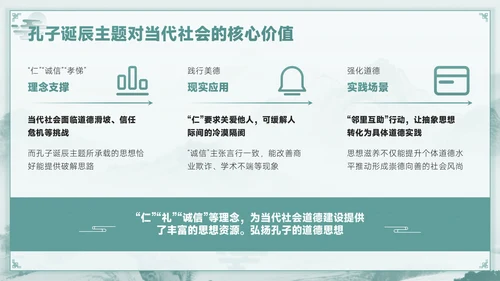 青色中国风孔子诞辰PPT模板