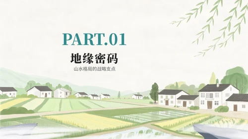水彩绿色小清新手绘风我的家乡新农村PPT模板