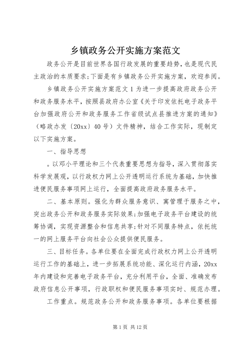 乡镇政务公开实施方案范文.docx