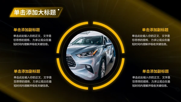 黄色科技风汽车商业计划书PPT模板
