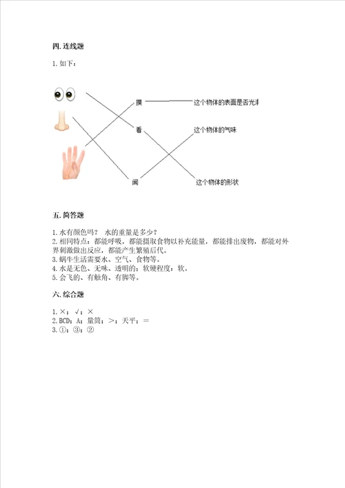 教科版一年级下册科学期末测试卷精品基础题