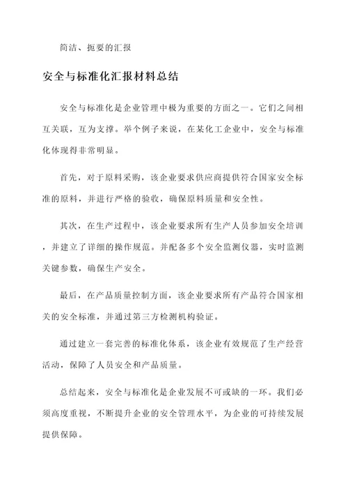 安全与标准化汇报材料总结