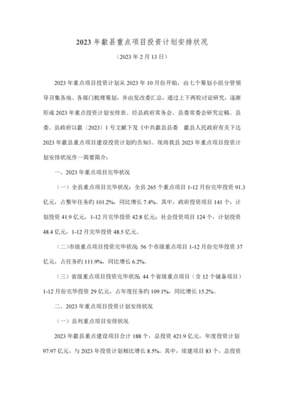 歙县重点项目投资计划安排情况.docx