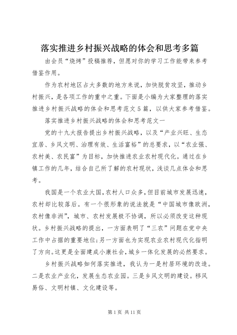 落实推进乡村振兴战略的体会和思考多篇.docx