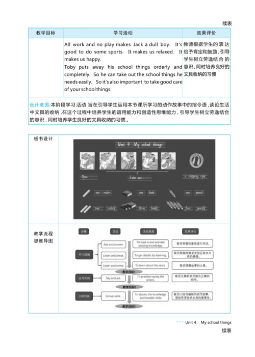 Unit 4 My school things单元整体教学设计5课时