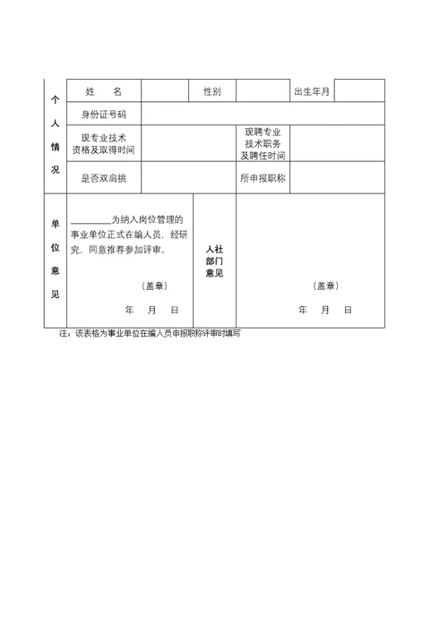 个人申报专业技术资格诚信承诺书