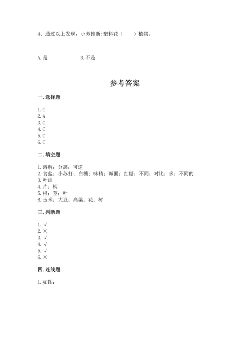 教科版科学一年级上册第一单元《植物》测试卷含答案【基础题】.docx