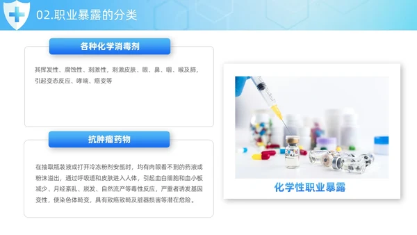 蓝色简约风护士职业安全防护培训PPT模板职业健康知识培训