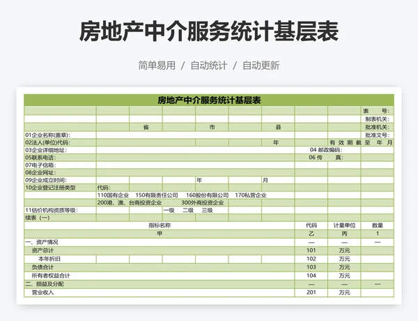 房地产中介服务统计基层表