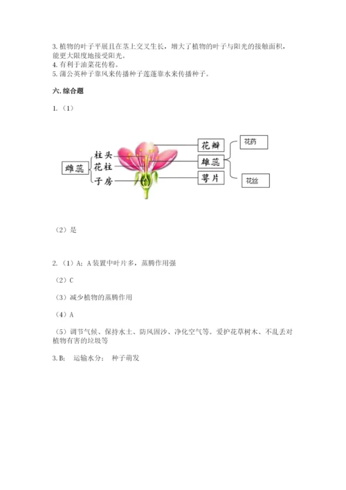教科版四年级下册科学第一单元《植物的生长变化》测试卷（名师推荐）.docx