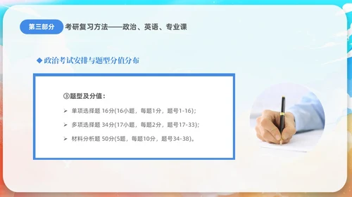 蓝色水彩插画风考研经验分享课件PPT