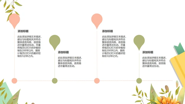 小清新粉嫩植物花卉总结汇报PPT模板