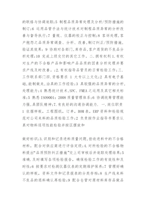 品管课长工作职责.docx