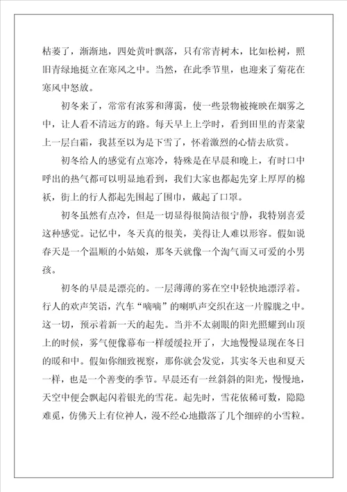 2022年我发现冬天来了作文600字左右
