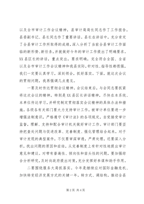 县审计工作会议议程及主持词 (2).docx