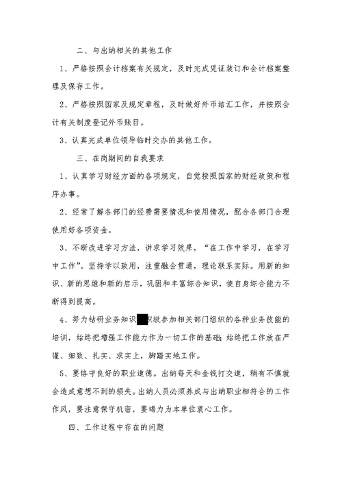 2021年财务出纳工作总结 13