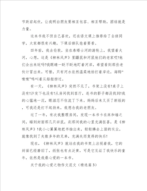 关于我的心爱之物作文范文