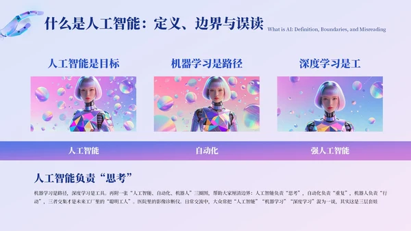 蓝紫色创意风AI人工智能PPT模板