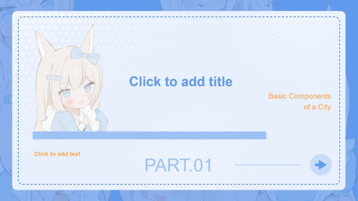 蓝色简约风次元少女自我介绍PPT主题