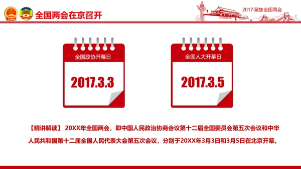 党政大气关注民生聚焦两会党课培训PPT