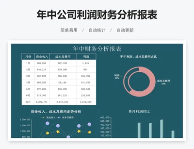 年中公司利润财务分析报表