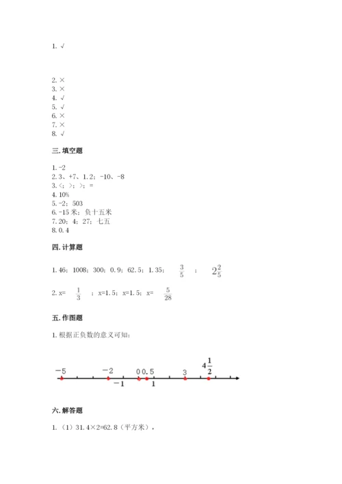 北京版小学六年级下册数学期末综合素养测试卷及完整答案【夺冠】.docx