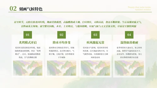 绿色简约清新二十四节气之夏至节气介绍PPT模板