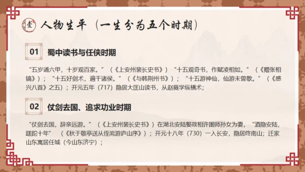 唐代诗人李白介绍通用PPT模板